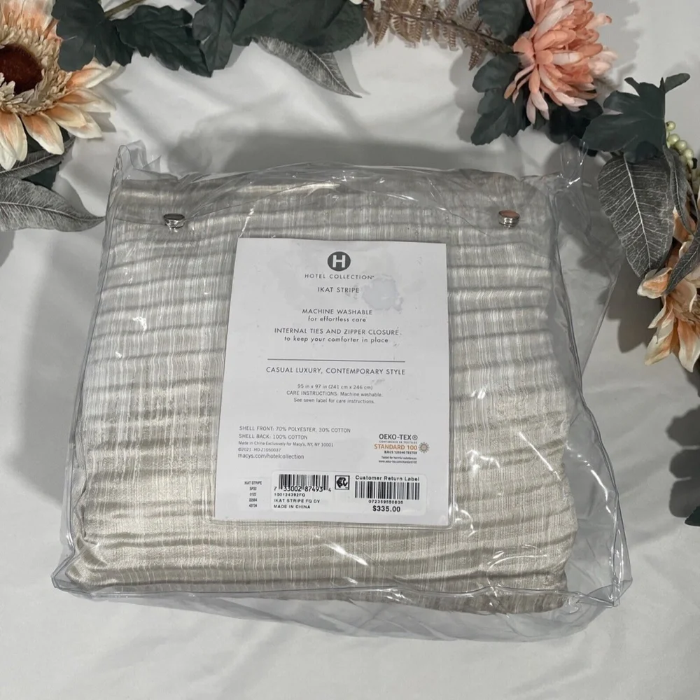 NIB $335 [‎ Full / Queen ] Duvet Cover for Hotel Collection Ikat Stripe